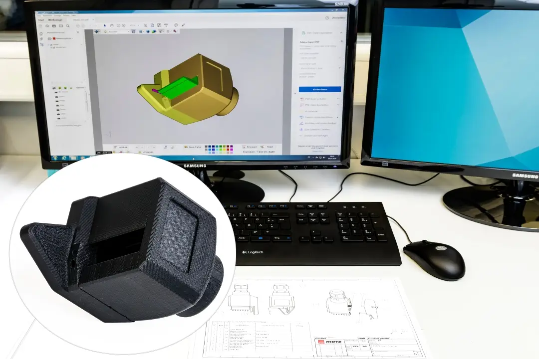 3D Teil auf dem Bildschirm und wie es nach der Erstellung aussieht